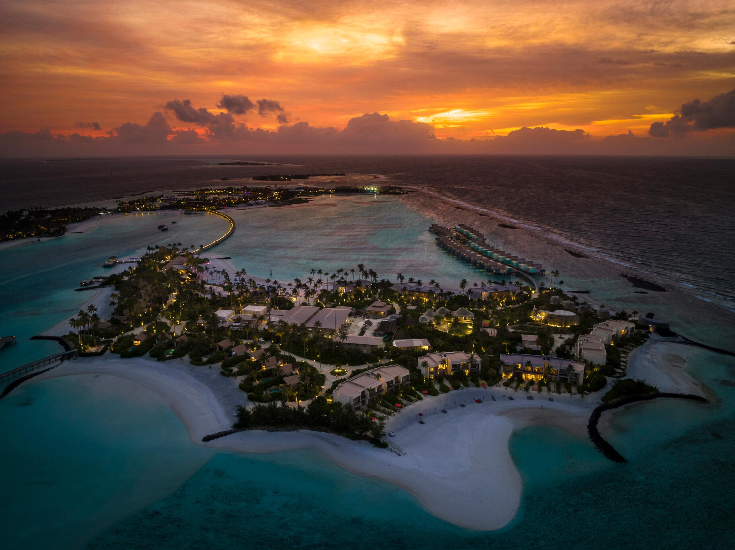 Hard Rock Hotel Maldives Aerial Sunset